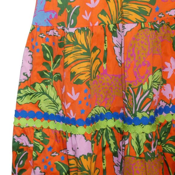 Alden Adair Midi Dress Diana in Jungle Cruise Tropical Flutter Sleeve Large - Picture 6 of 11